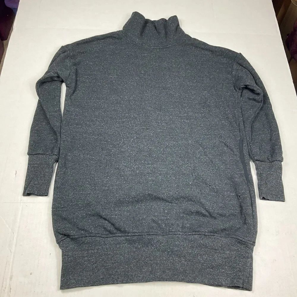 Merrell Dianthus Sweatshirt Dress Gray Mock Neck Relaxed Fit Soft Comfy Knit XS